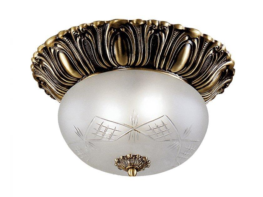 Antique Brass ceiling light with glass | Amelia 206/25 by Possoni Illuminazione
