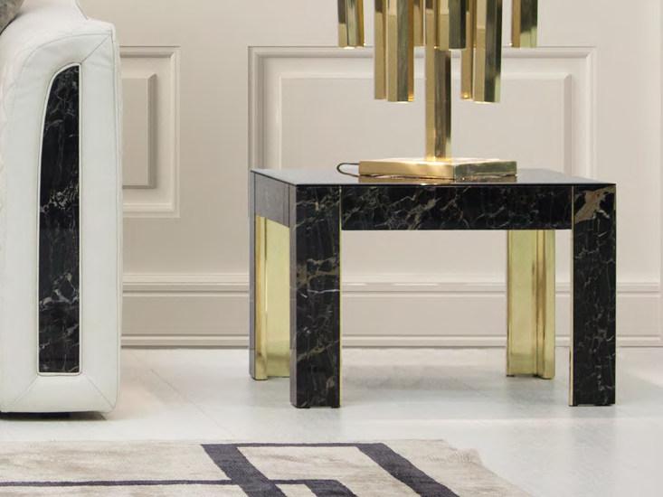 Low square marble coffee table for living room | Royal by Formitalia