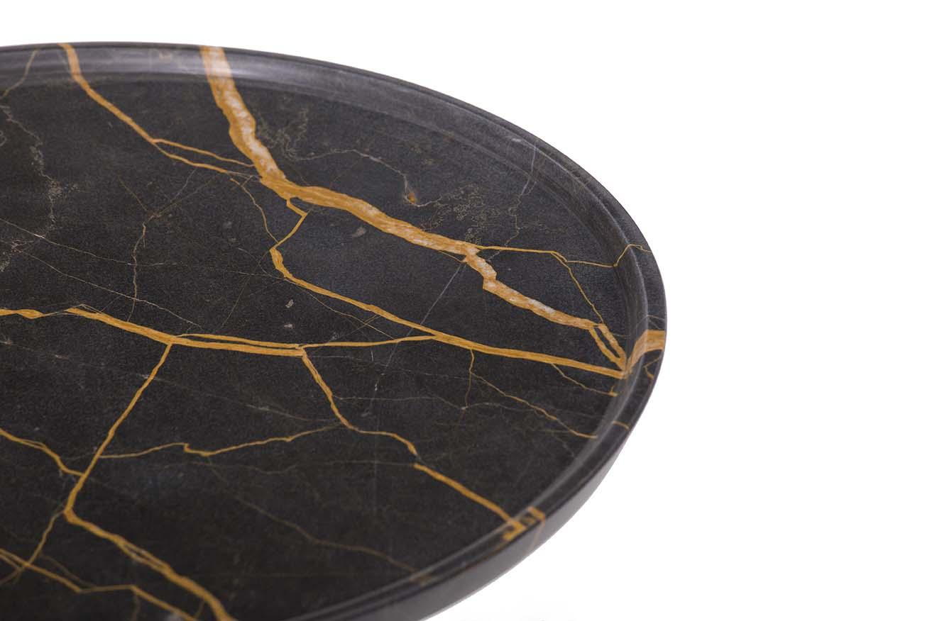 Round marble high side table with tray | Shine by Tonin Casa
