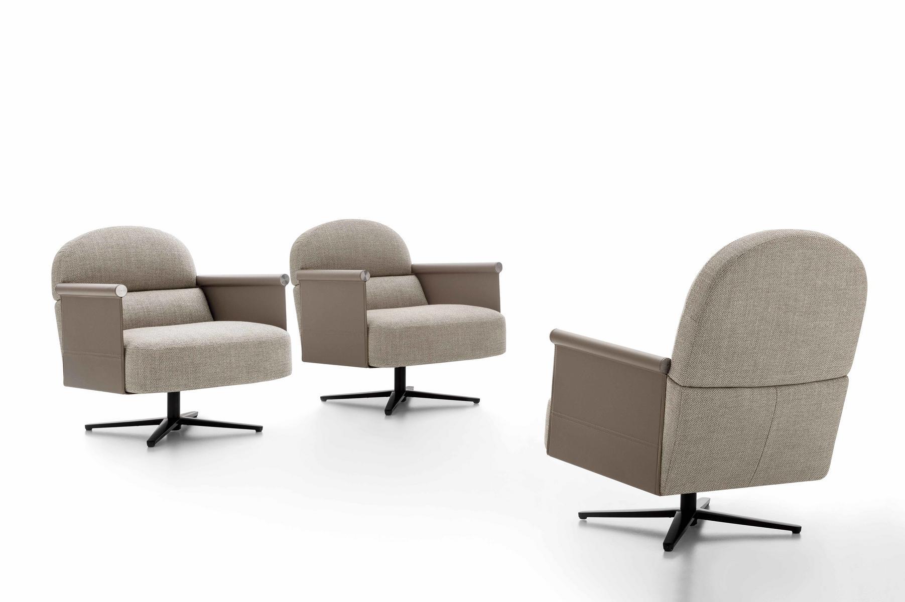 Swivel fabric armchair with 4-spoke base with armrests | Beyl by Ditre Italia
