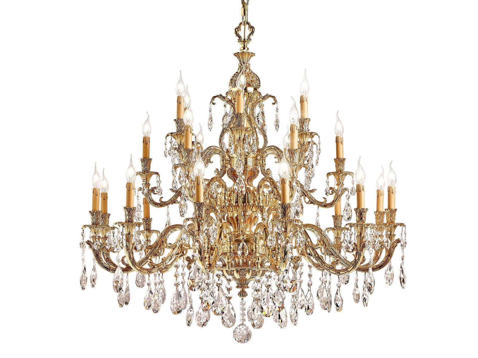 French Gold chandelier with Schoeler crystals | Wellington 791/12+6+6-sh/g by Possoni Illuminazione