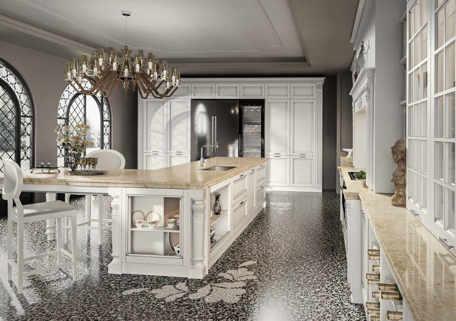 Wood kitchen with handles Old Line Gold-ie