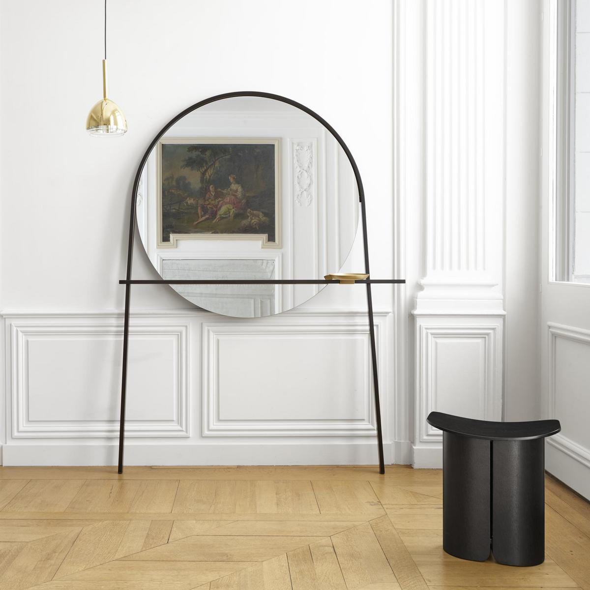 Round wall-mounted glass and steel mirror | Geoffrey by Ligne Roset