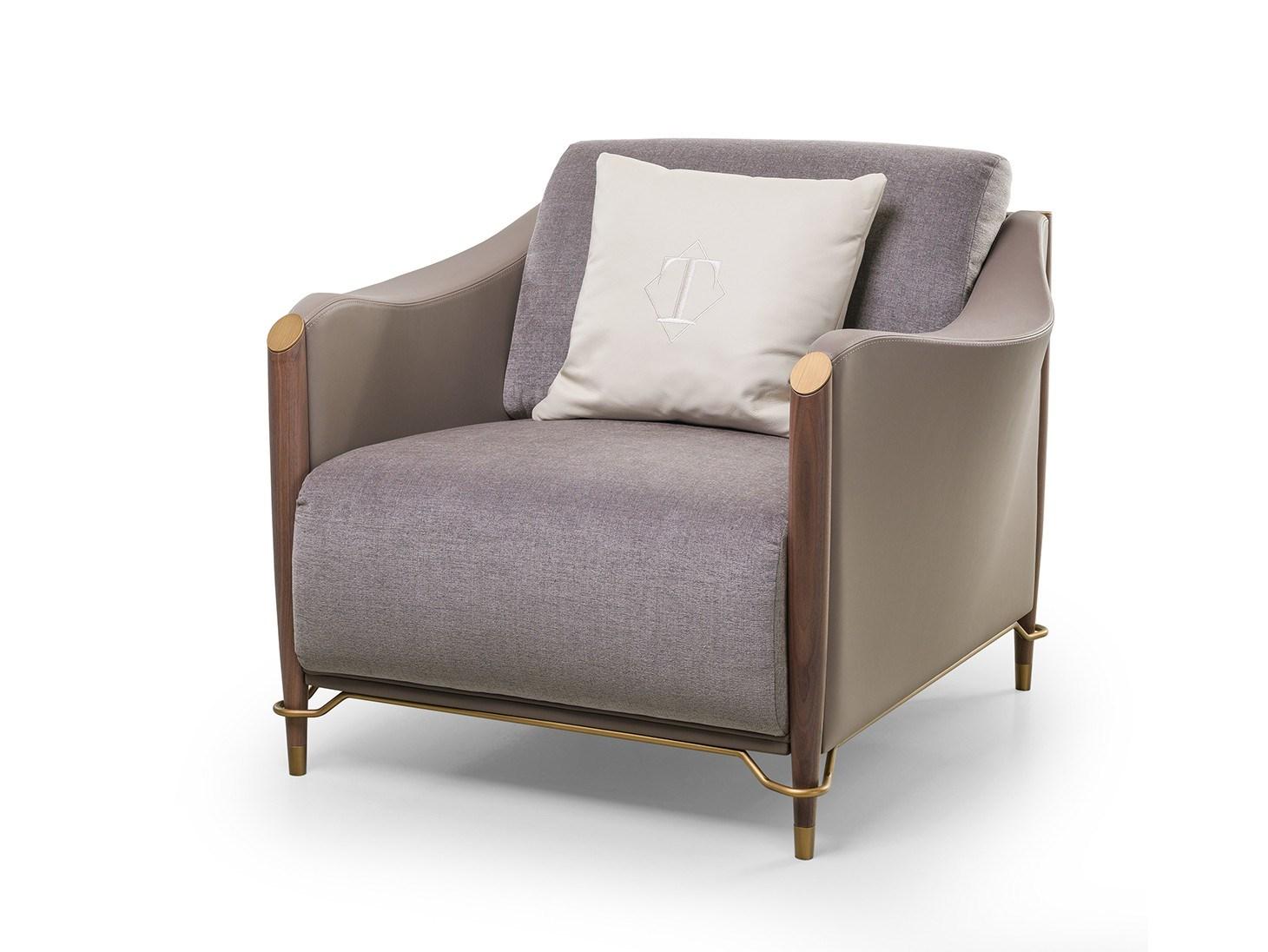 Fabric armchair with armrests | Melting Light by Turri