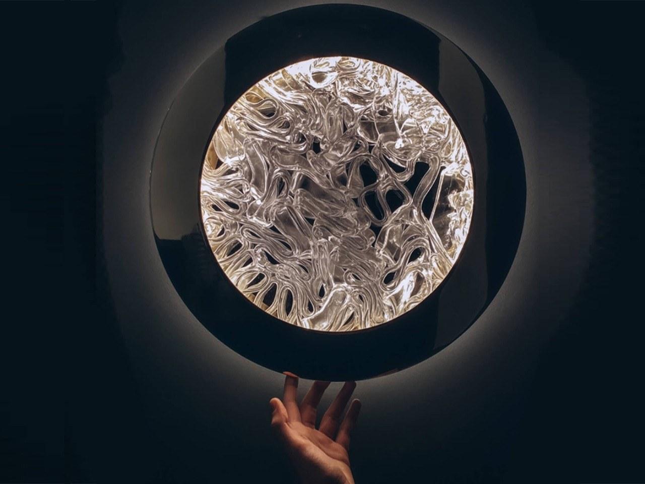 LED glass wall lamp with metal frame | Dedalo by Italamp