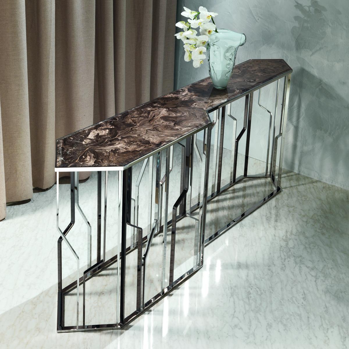 Rectangular metal console | Ginza by Longhi
