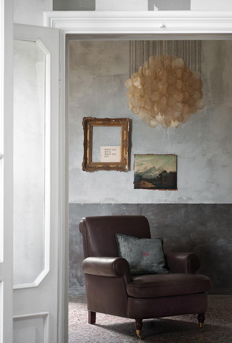 Leather armchair with armrests |  by Baxter