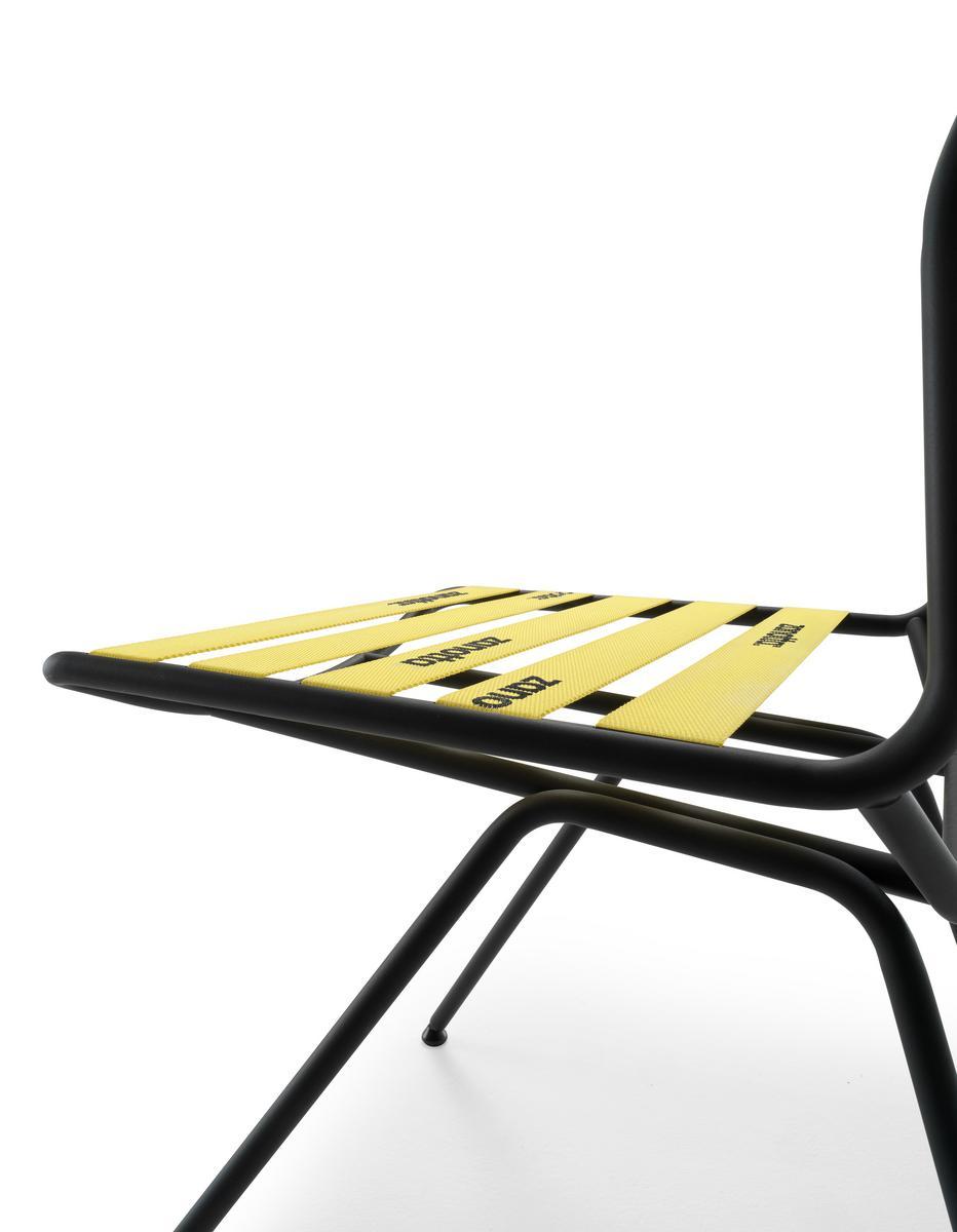 Steel chair with elastic straps in polyester thread | Dan 2057 by Zanotta