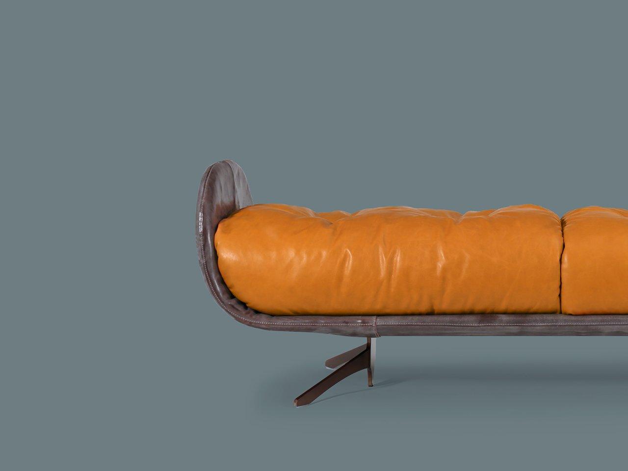 AYTON Upholstered leather bench