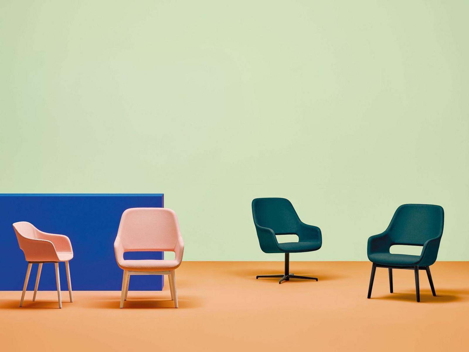 Swivel fabric easy chair with armrests | Babila Comfort 2789 by Pedrali