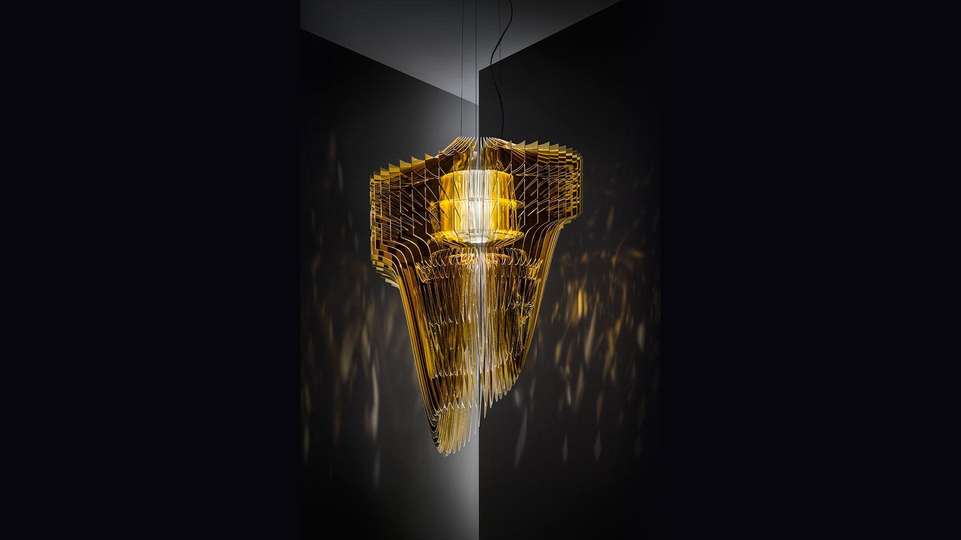 LED Lentiflex® and Cristalflex® pendant lamp | Aria Gold by Slamp