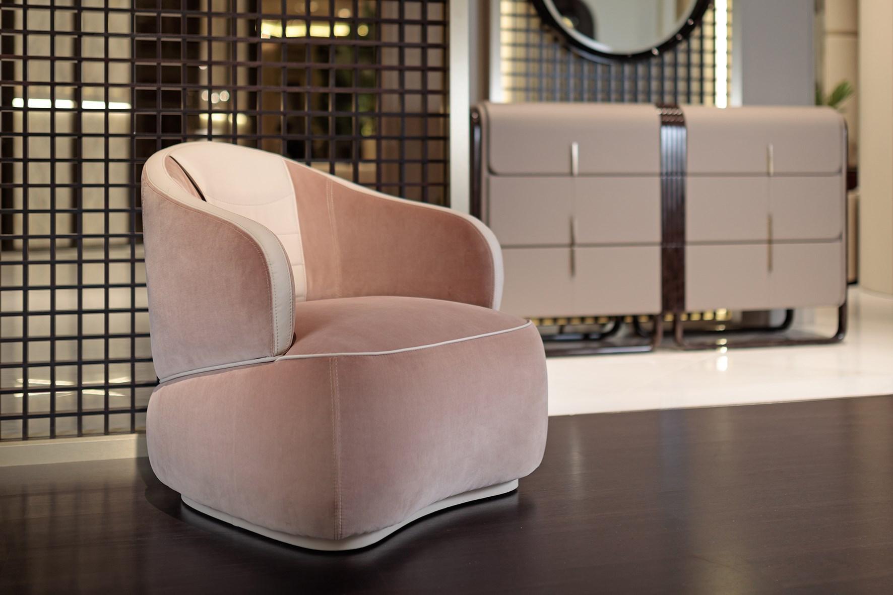 Velvet armchair with armrests | Bloom by Turri
