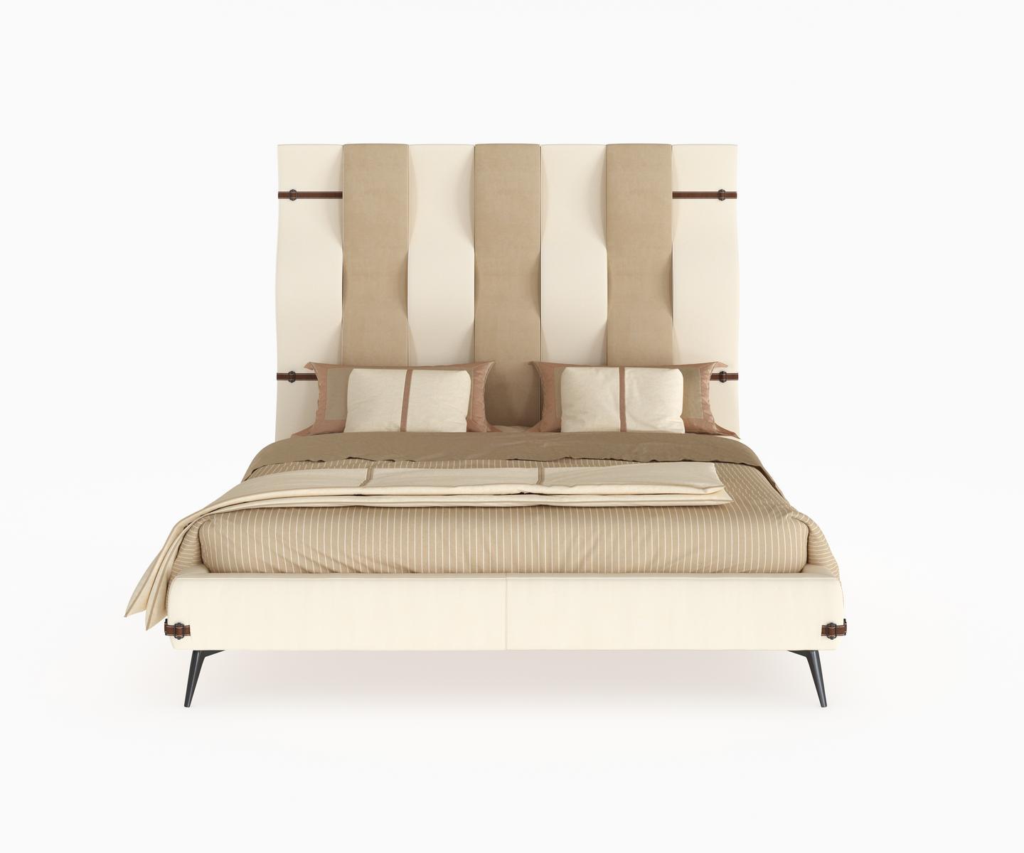 Leather bed with high headboard | Ola by Mantellassi 1926