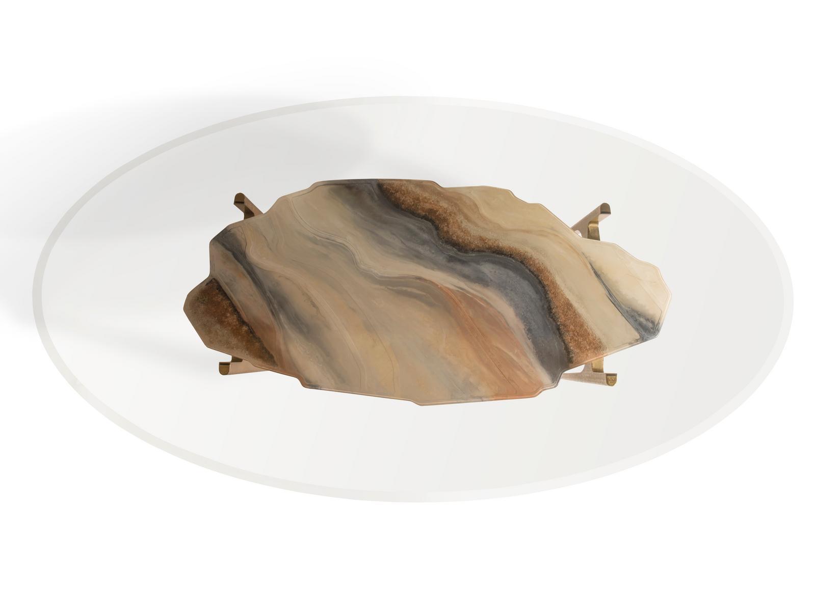 Oval tempered glass living room table | Arkady by Visionnair