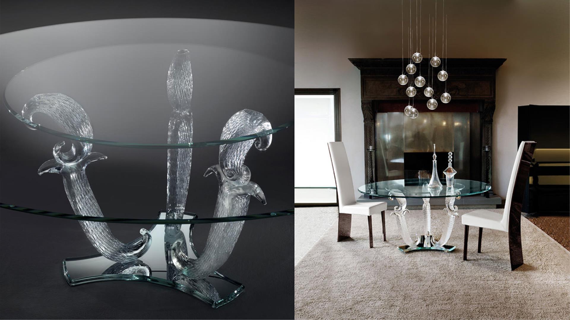 Oval glass dining table with Lazy Susan | Casanova by Reflex