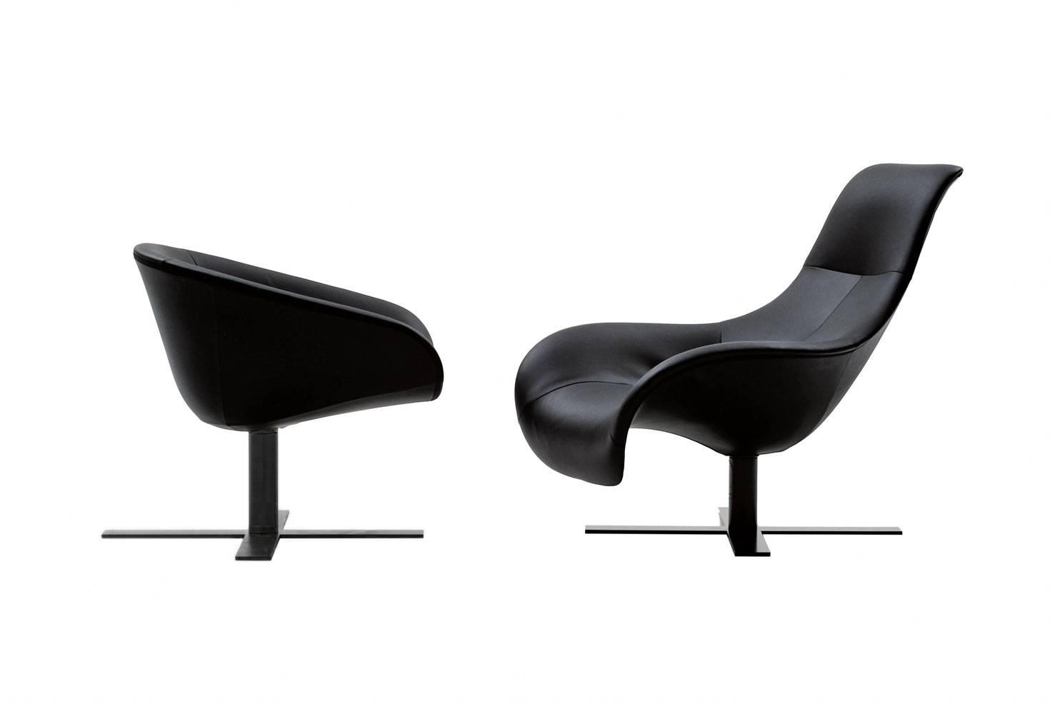 Leather armchair with 4-spoke base | Mart by B&B Italia