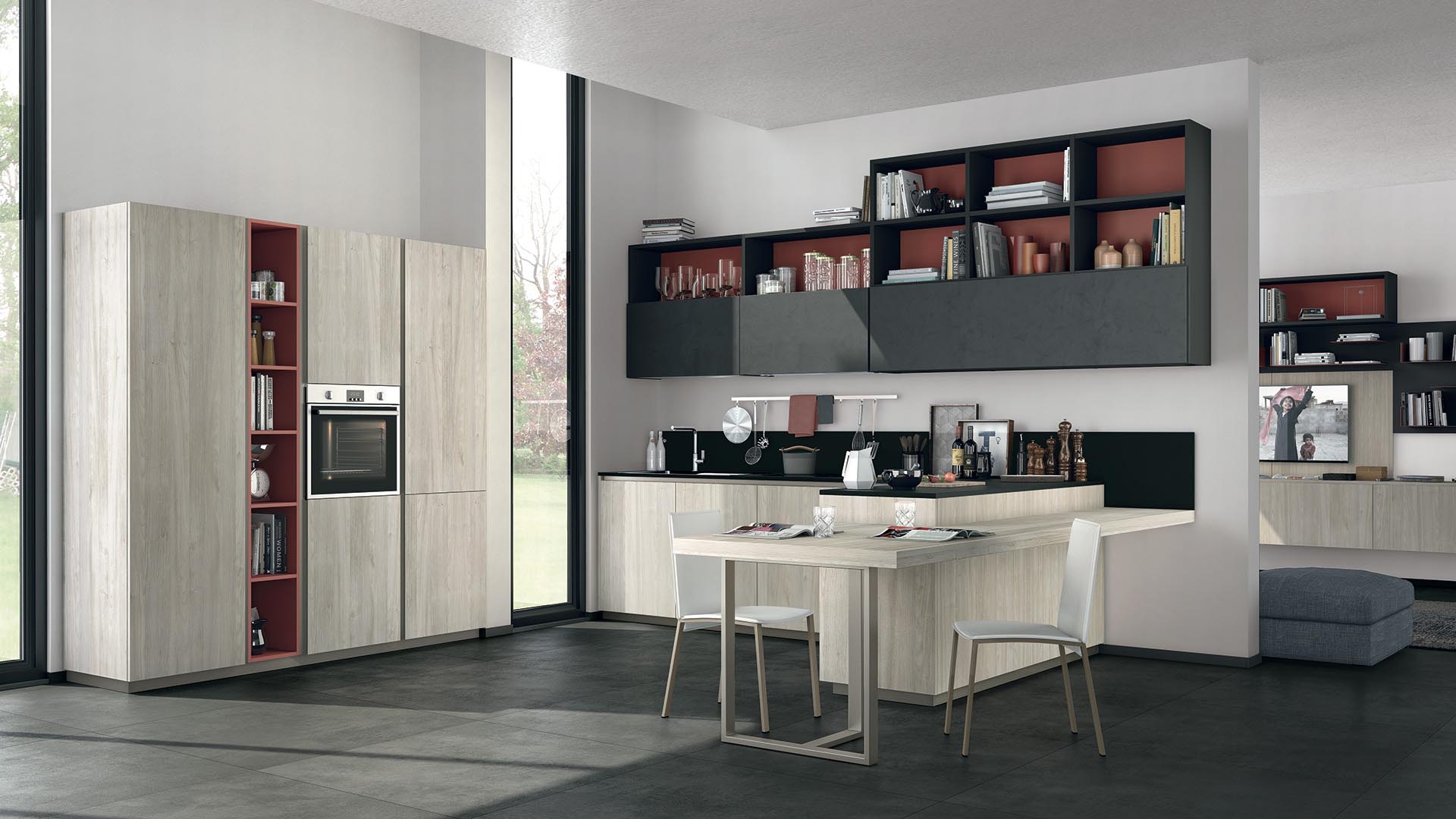 Uv lacquered kitchen with handles Lube Cucine Immagina plus