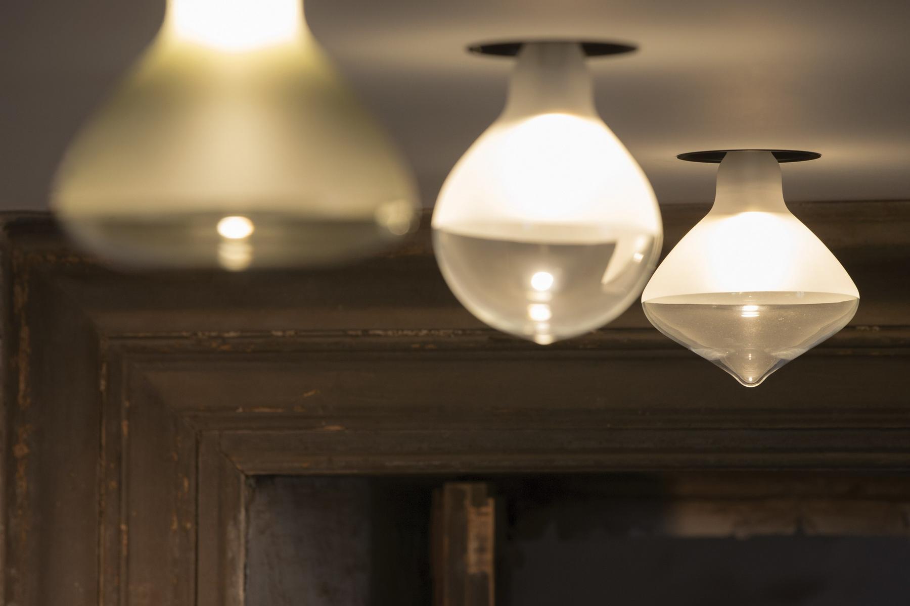 LED satin glass ceiling lamp | Makeup by Karman