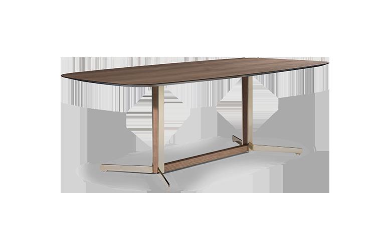 Rectangular wood veneer table | Campus by Natuzzi Italia