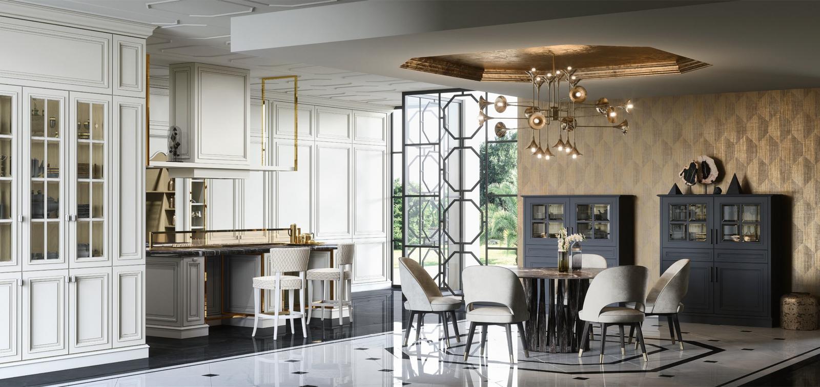 Wood kitchen with handles FM bottega d'Arte London