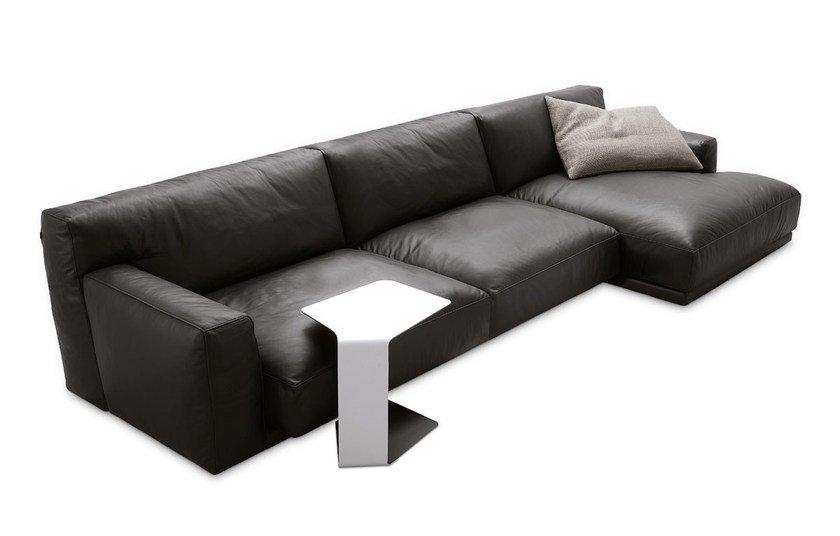 Sectional leather sofa with chaise longue | Paris-seoul by Poliform