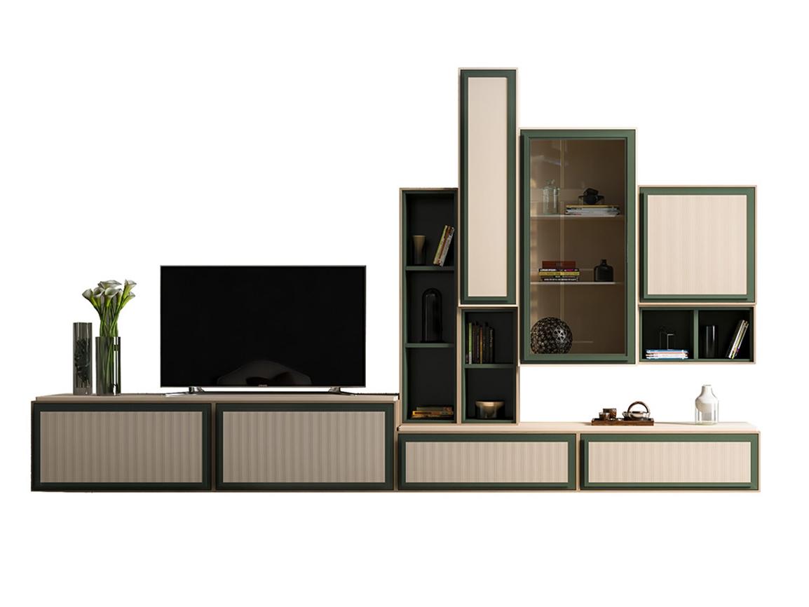Sectional wooden TV wall system | Pr.864.4 by Stella del Mobile