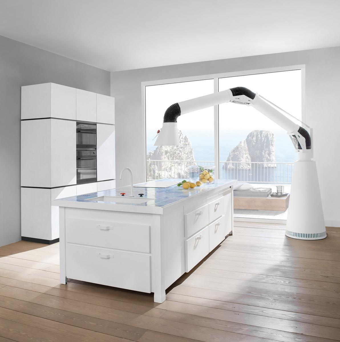 Metal kitchen with island in a industrial style with handles Minacciolo Mina