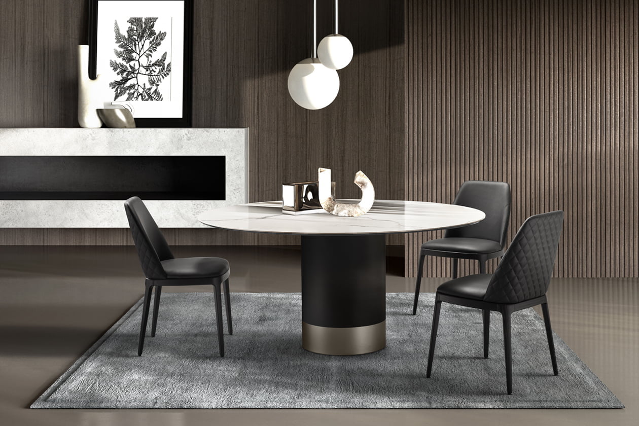 Round ceramic table in a luxury style | Cilindro ceramic by Eforma