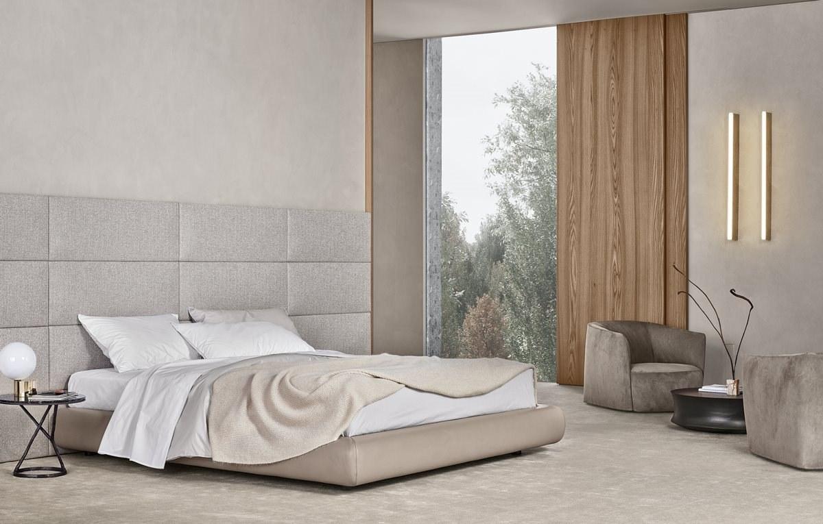 Upholstered double bed with high headboard | Dream by Poliform