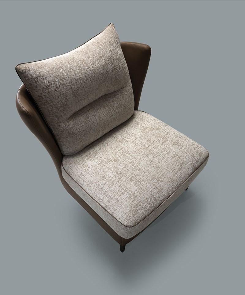 Leather and fabric armchair | Voltaire by Borzalino