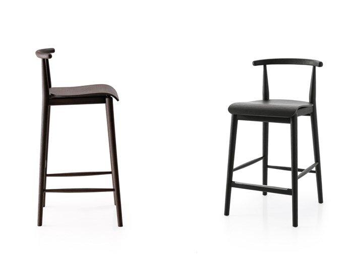 High wooden stool with footrest | Jens by B&B Italia