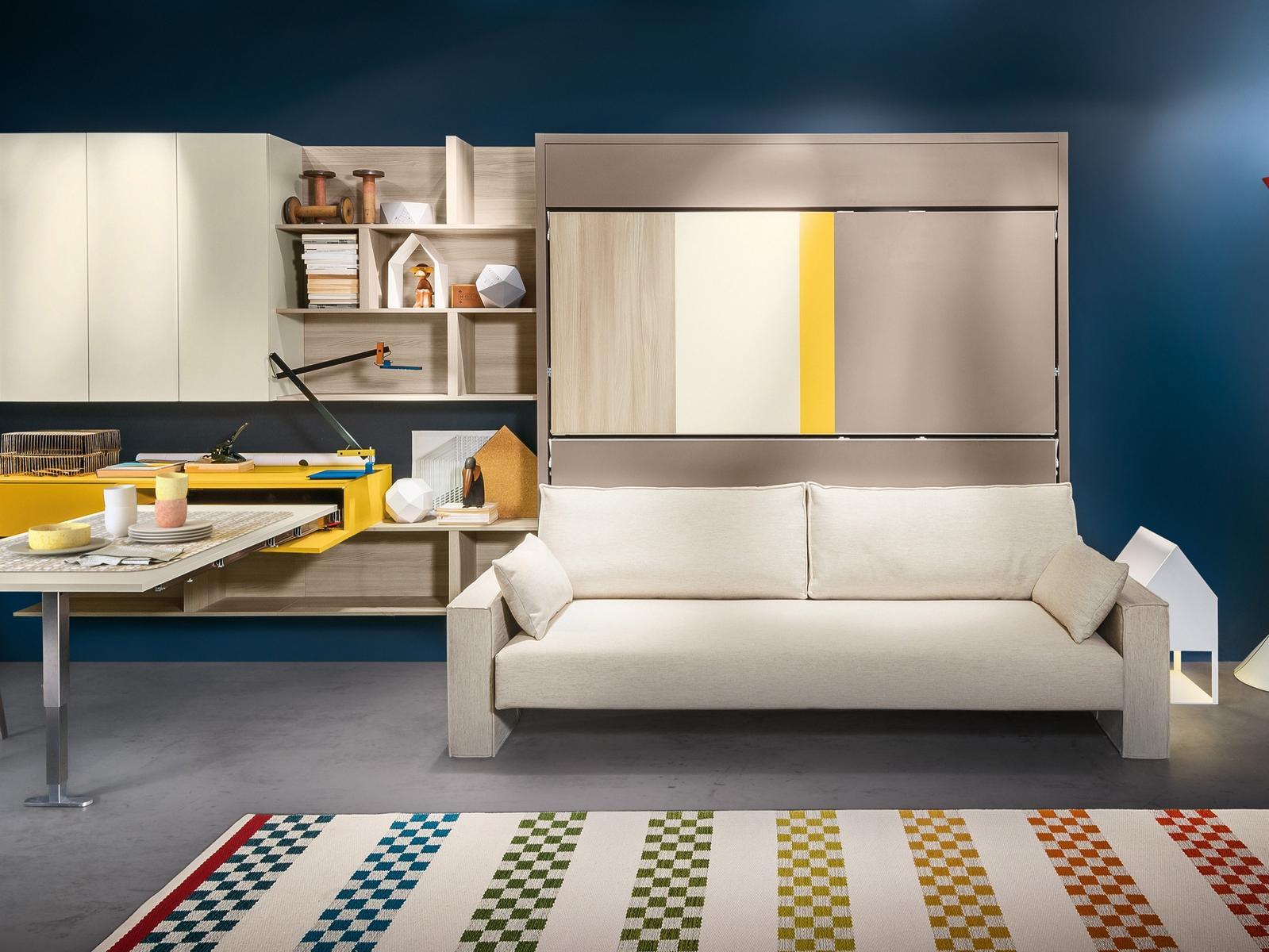 Wall-mounted lacquered storage wall with sofà | Kali Duo Sofa by CLEI