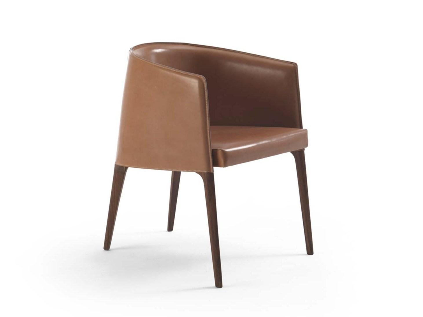 Upholstered leather easy chair with armrests | Jackie by Frigerio