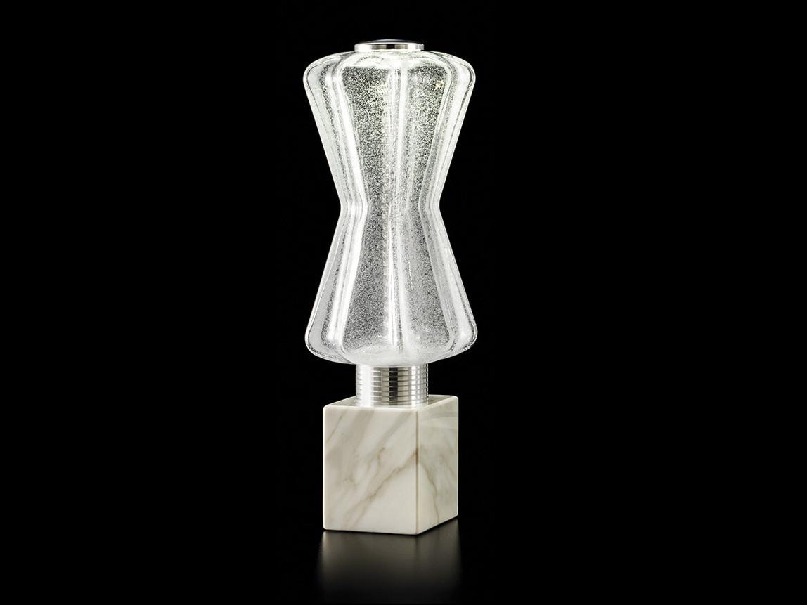 LED glass table lamp with marble base | Collier T1800/lp4 by Italamp