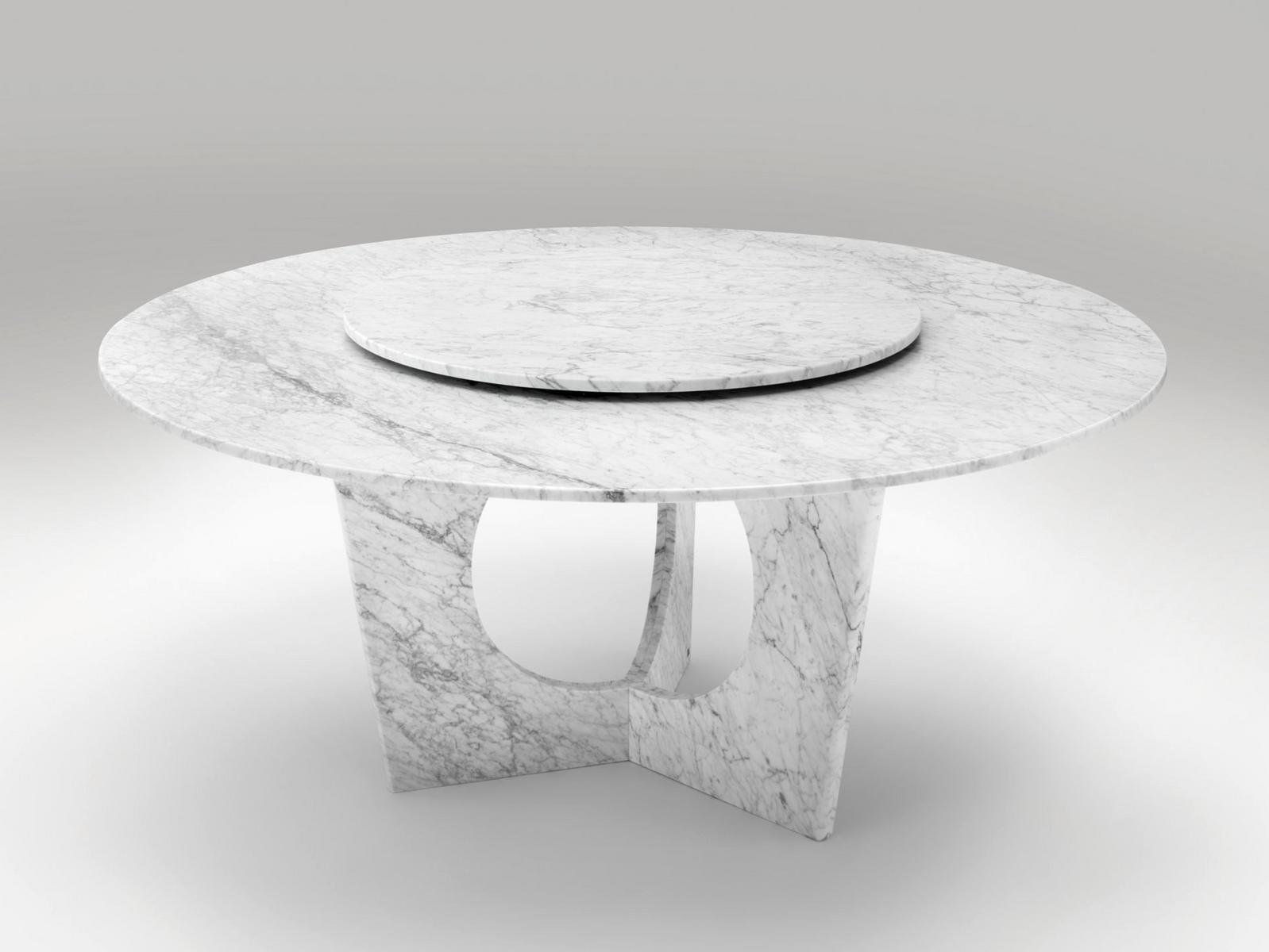 Round marble table with Lazy Susan | 986 by Rolf Benz