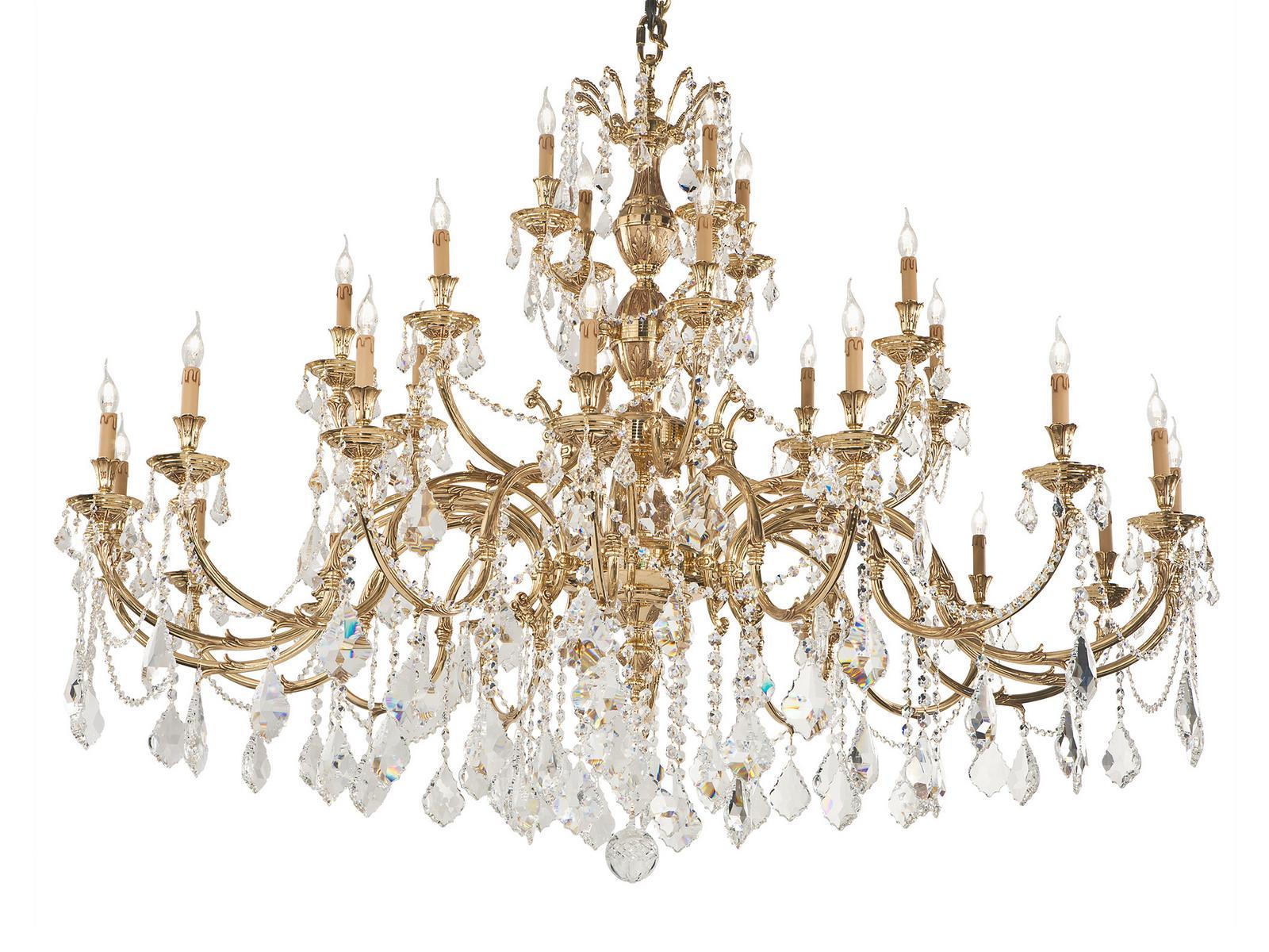 French Gold chandelier with Schoeler crystals | Windsor 888/28d2-sh/p by Possoni Illuminazione