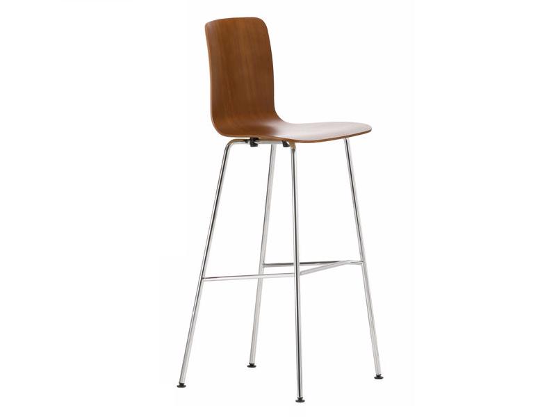 High wooden barstool | Hal Ply High by Vitra