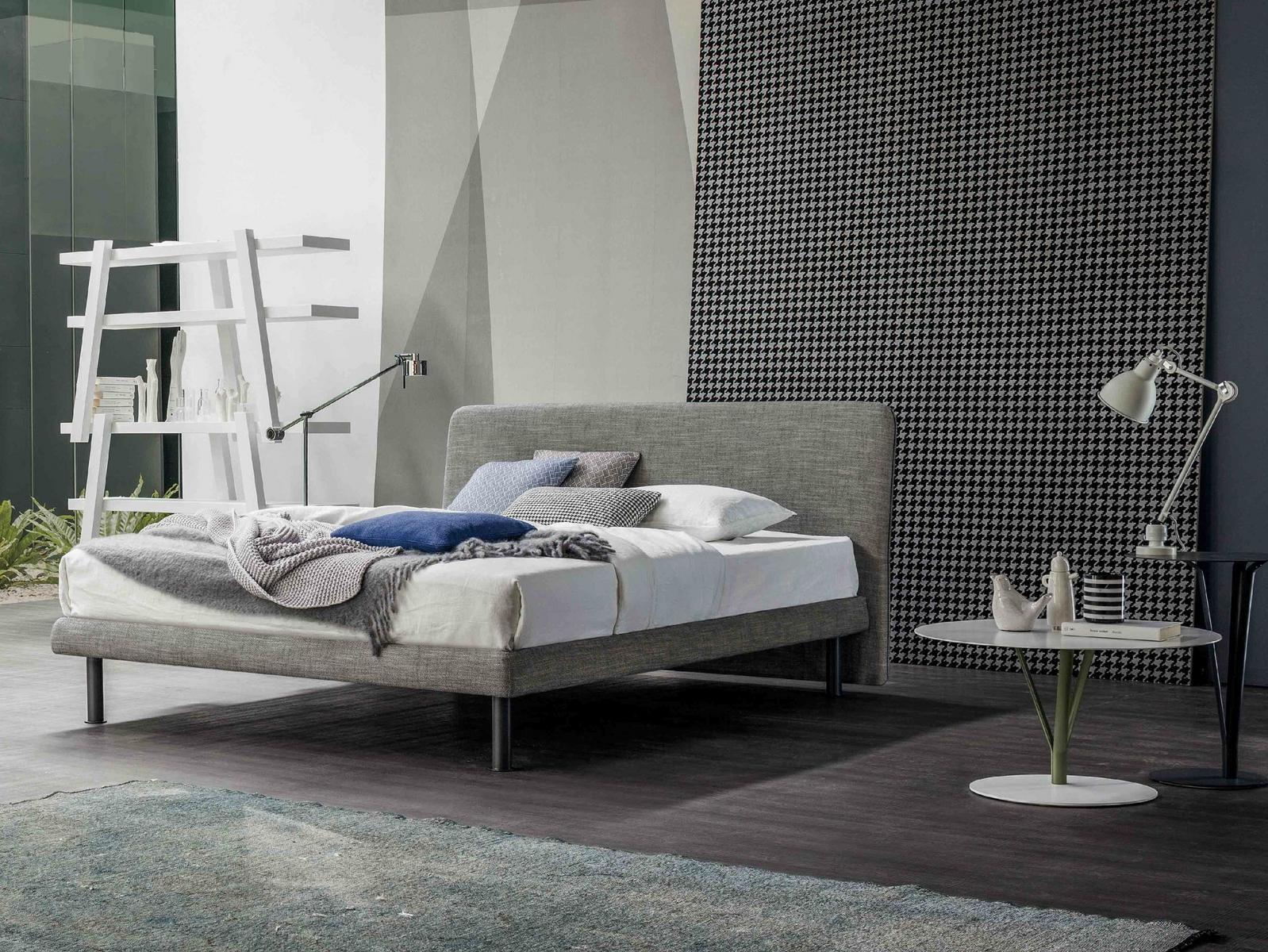 Fabric double bed with upholstered headboard | Dream On by Bonaldo