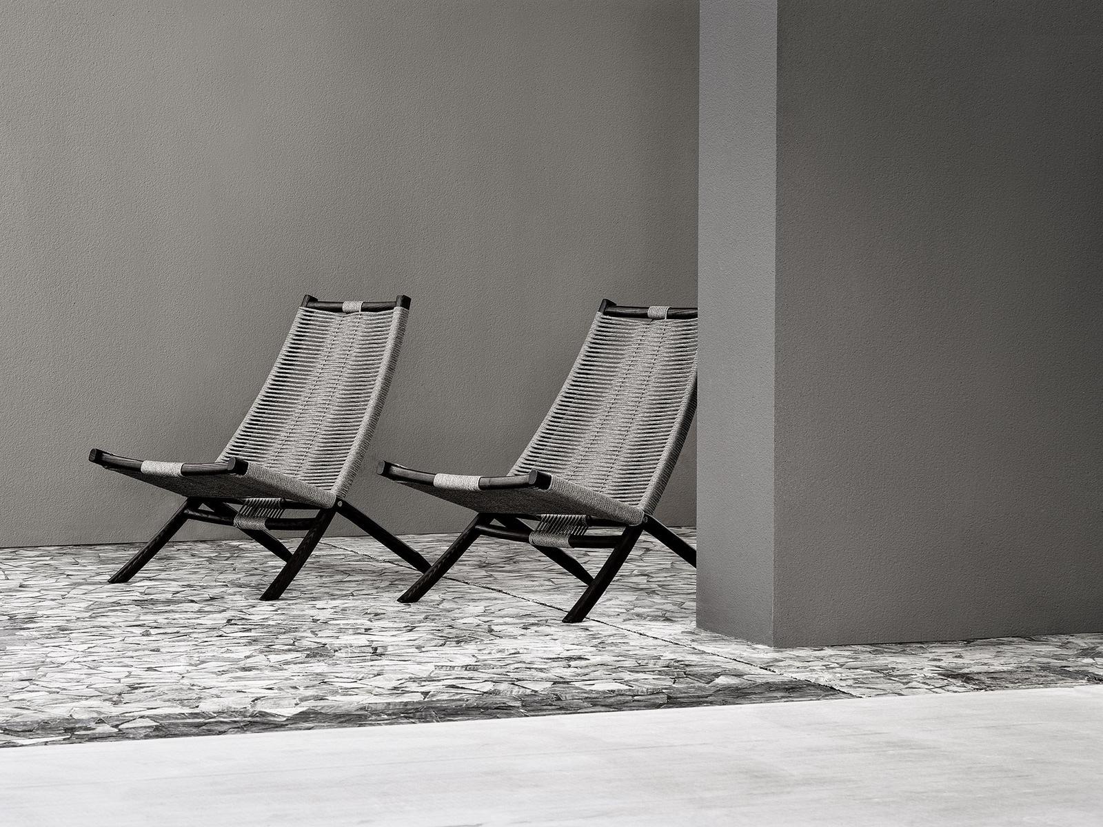 Rope, fabric and ash armchair | Huli by Frigerio