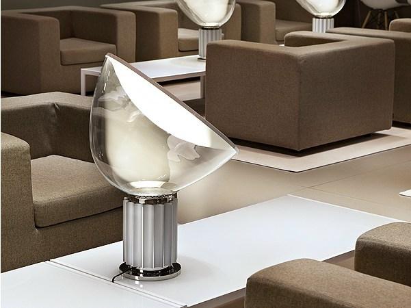 LED indirect light glass and aluminium table lamp | Taccia by Flos
