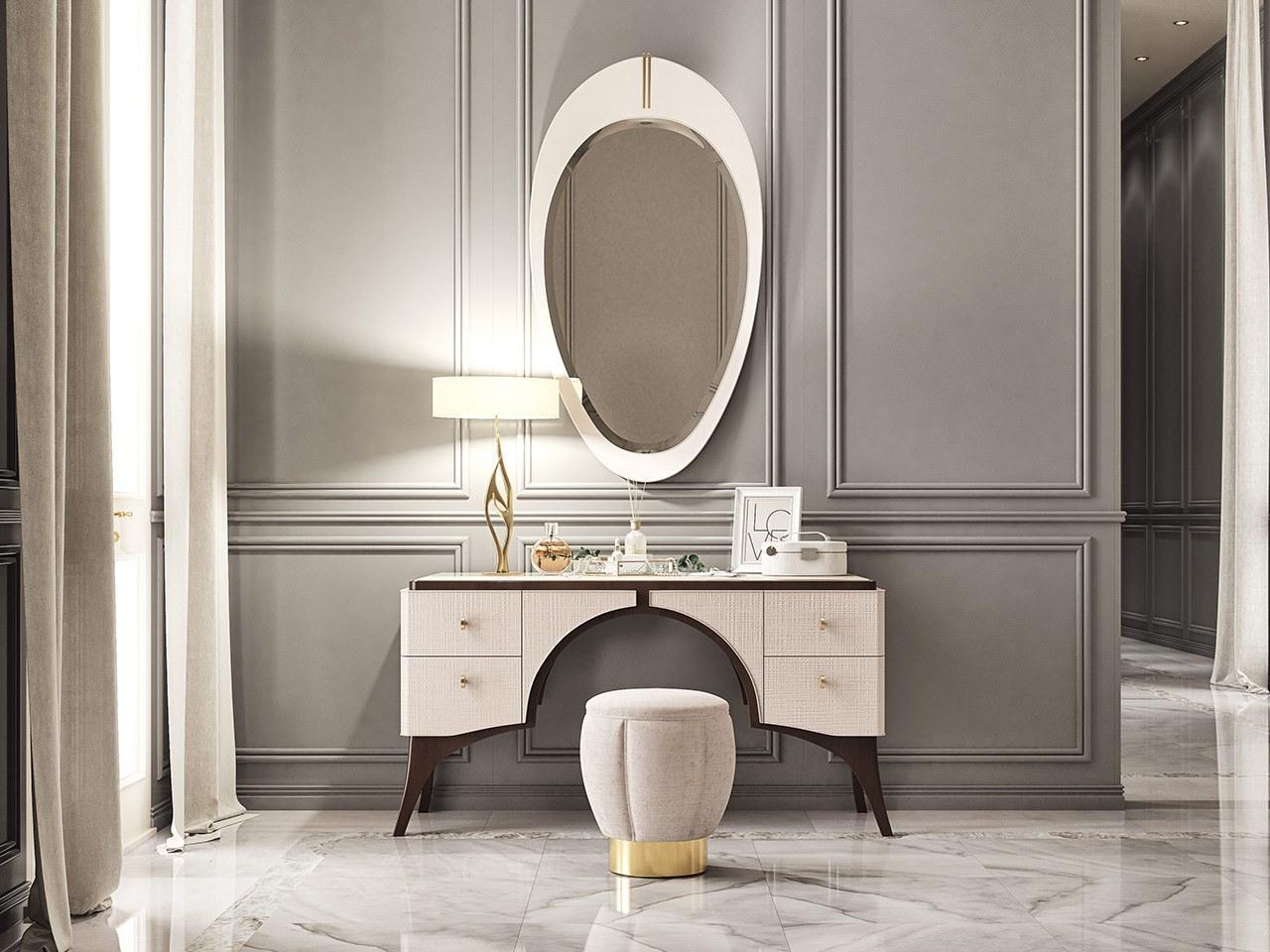 Wooden dressing table with glass top | Pr.198 by Stella del Mobile