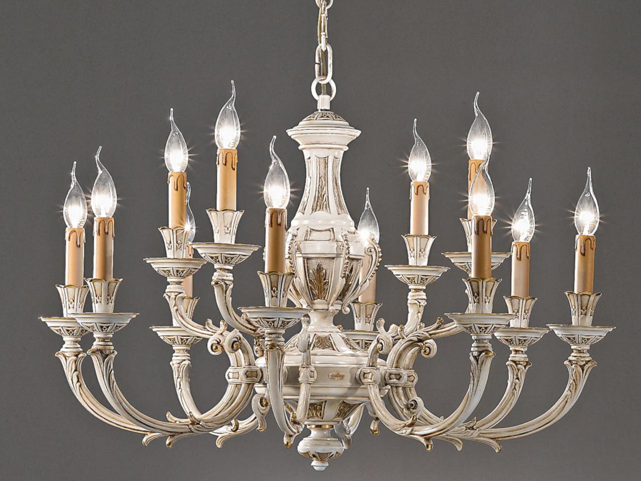 Antique white and gold chandelier | Windsor 888/8+4-091 by Possoni Illuminazione