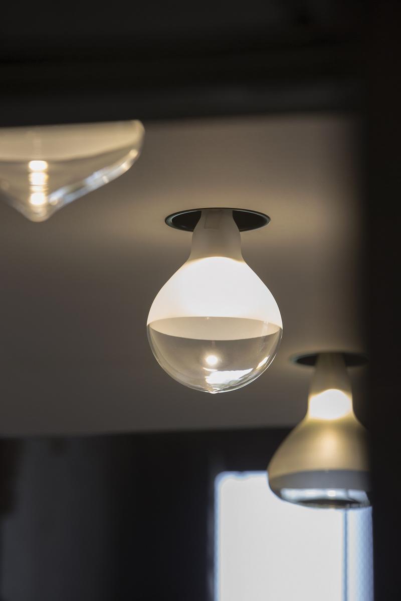 LED satin glass ceiling lamp | Makeup by Karman