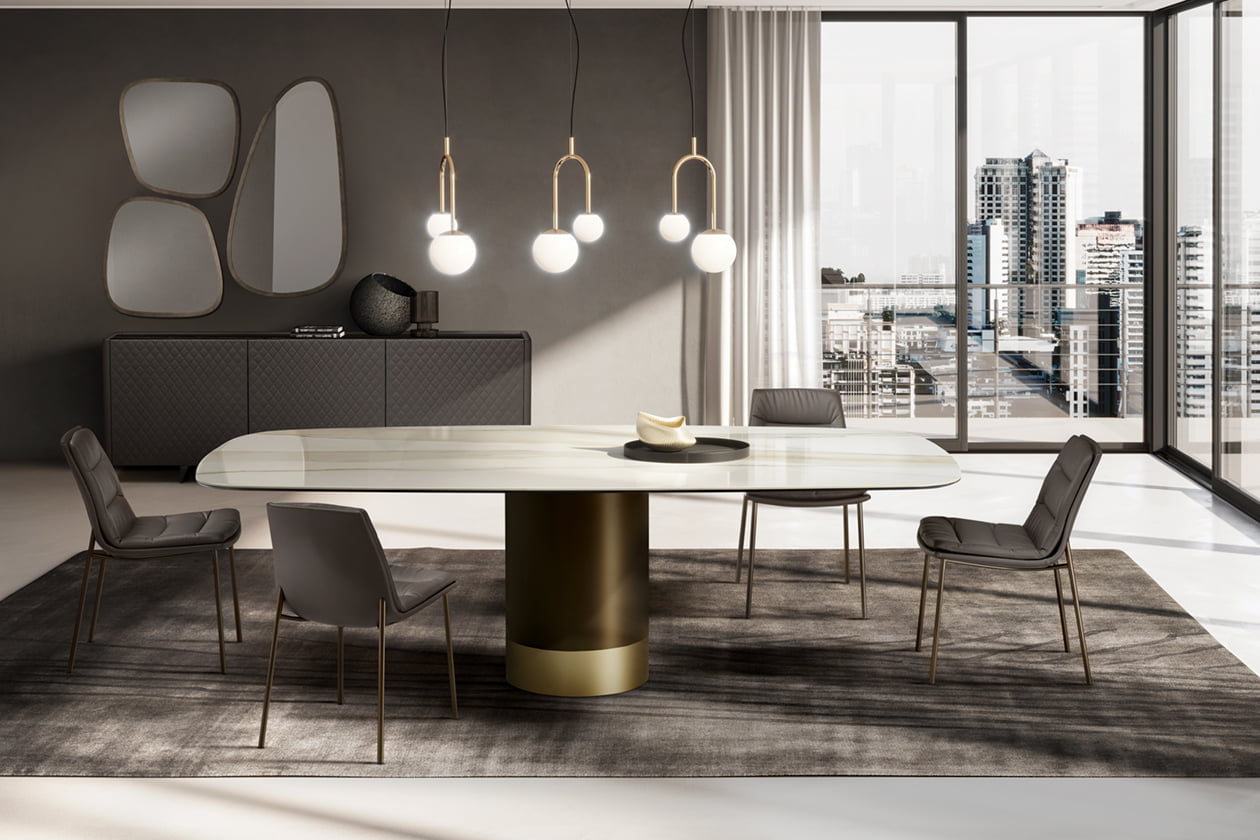 Round ceramic table in a luxury style | Cilindro ceramic by Eforma