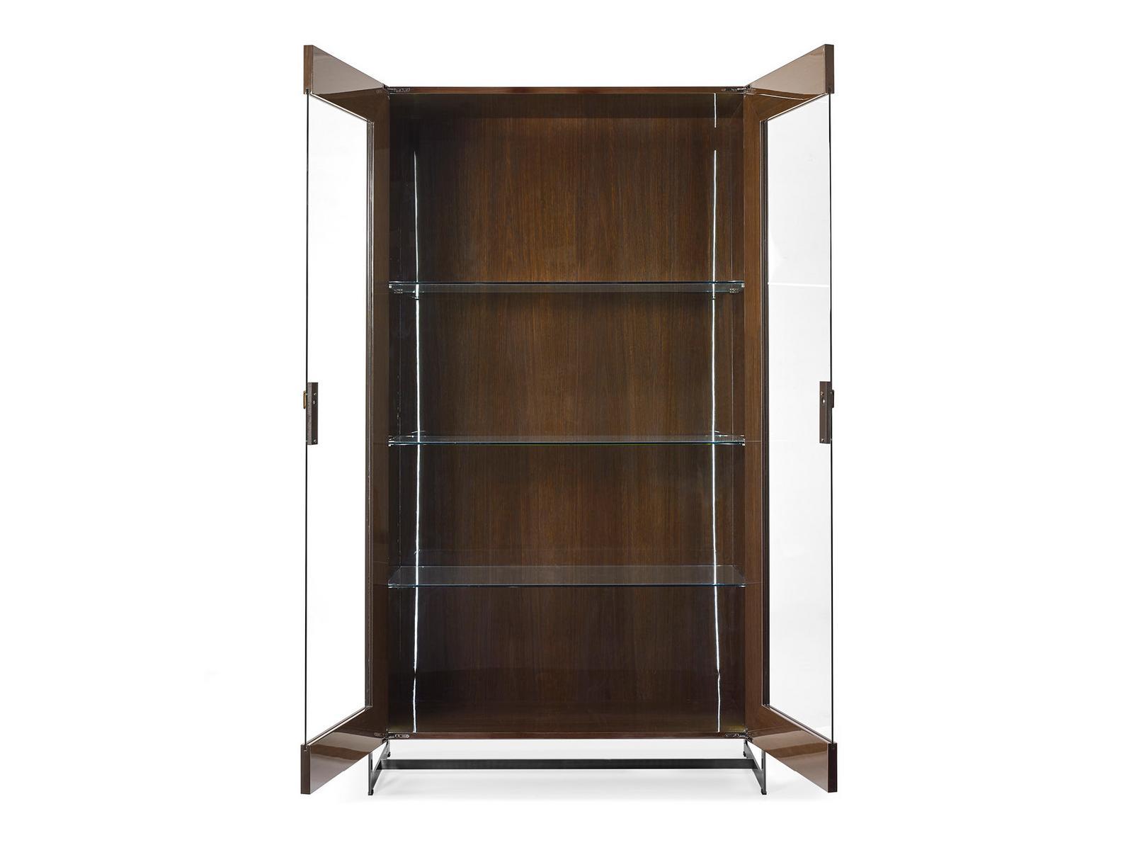 Wood and glass display cabinet with integrated lighting | Mavis by Volpi