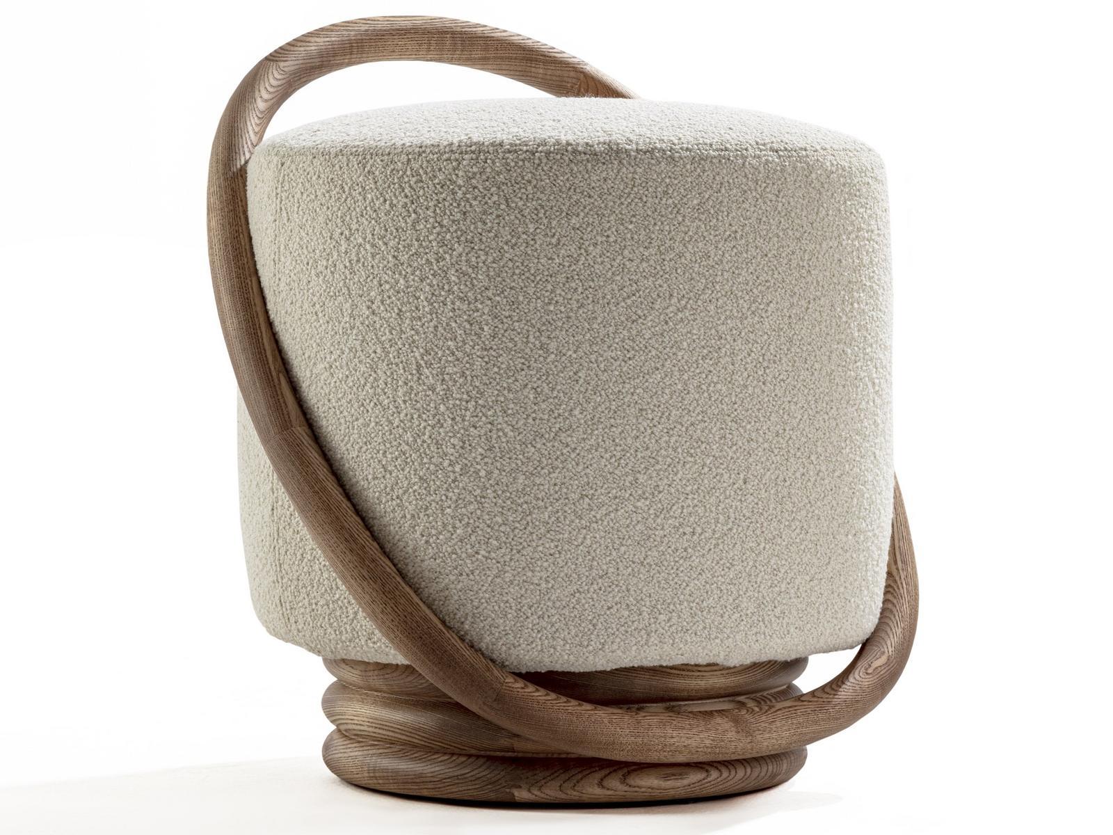 Upholstered round fabric pouf | Smile by Porada