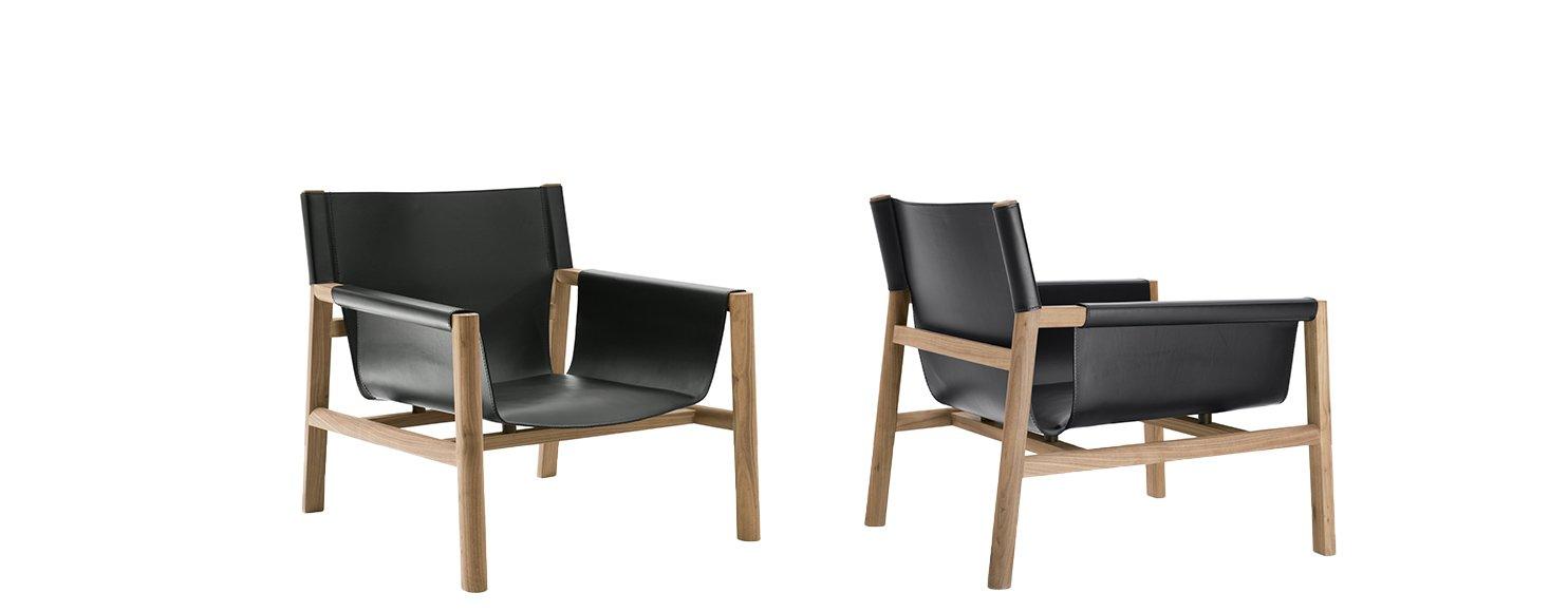 Tanned leather armchair with armrests | Pablo by B&B Italia