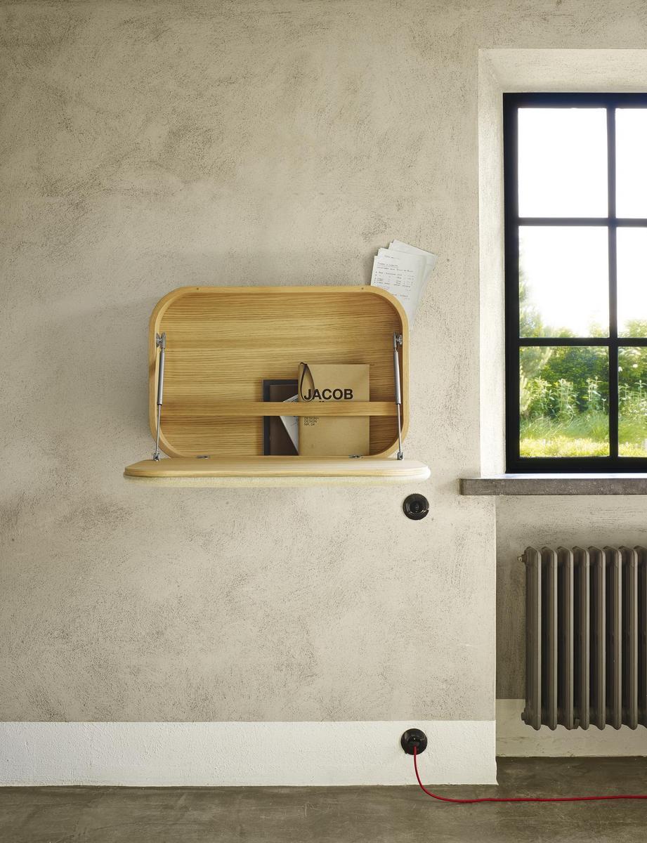 Wall mounted oak secretary desk with flap doors | Nubo by Ligne Roset