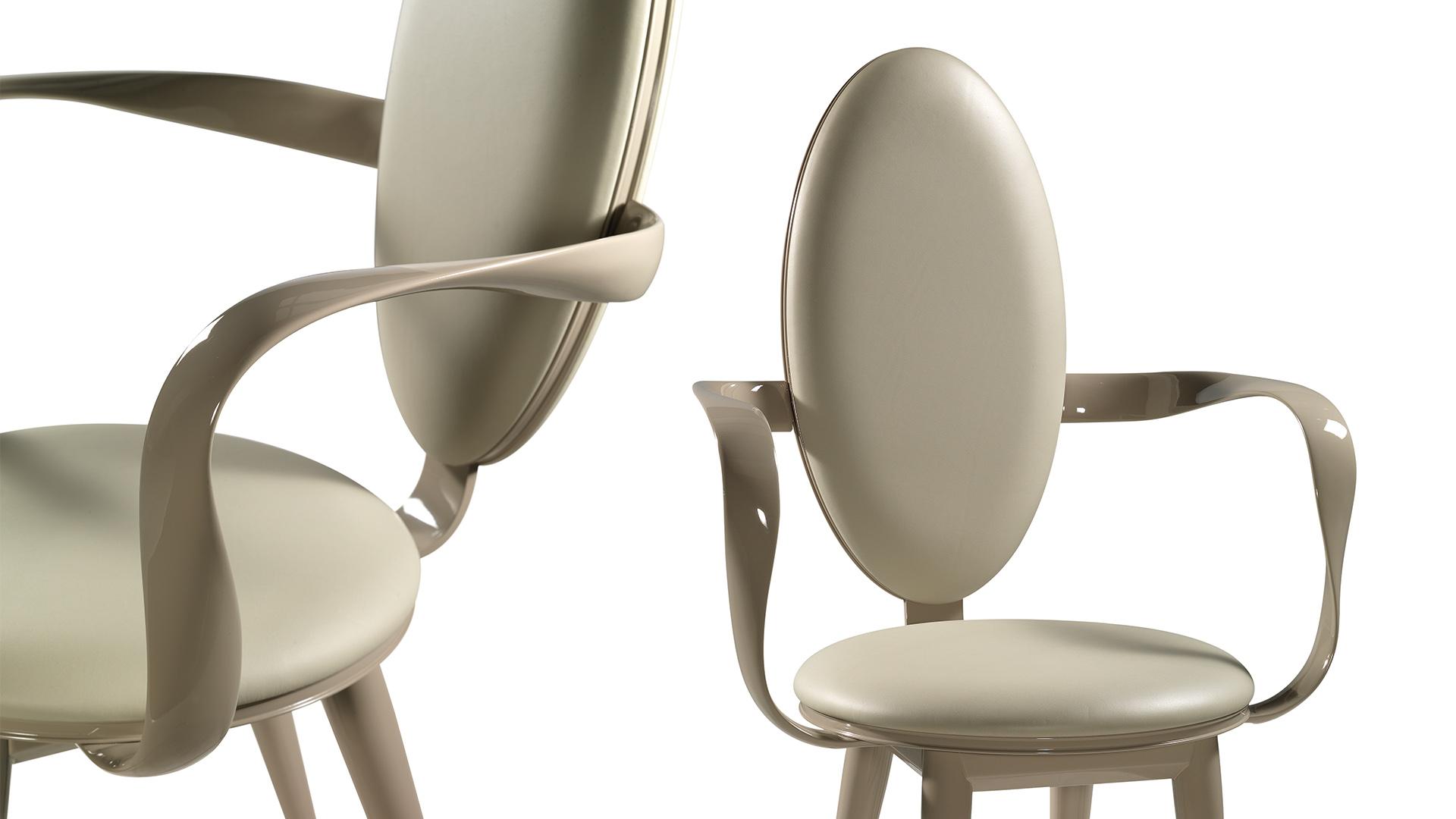 Upholstered leather chair with armrests | Bastide by Reflex