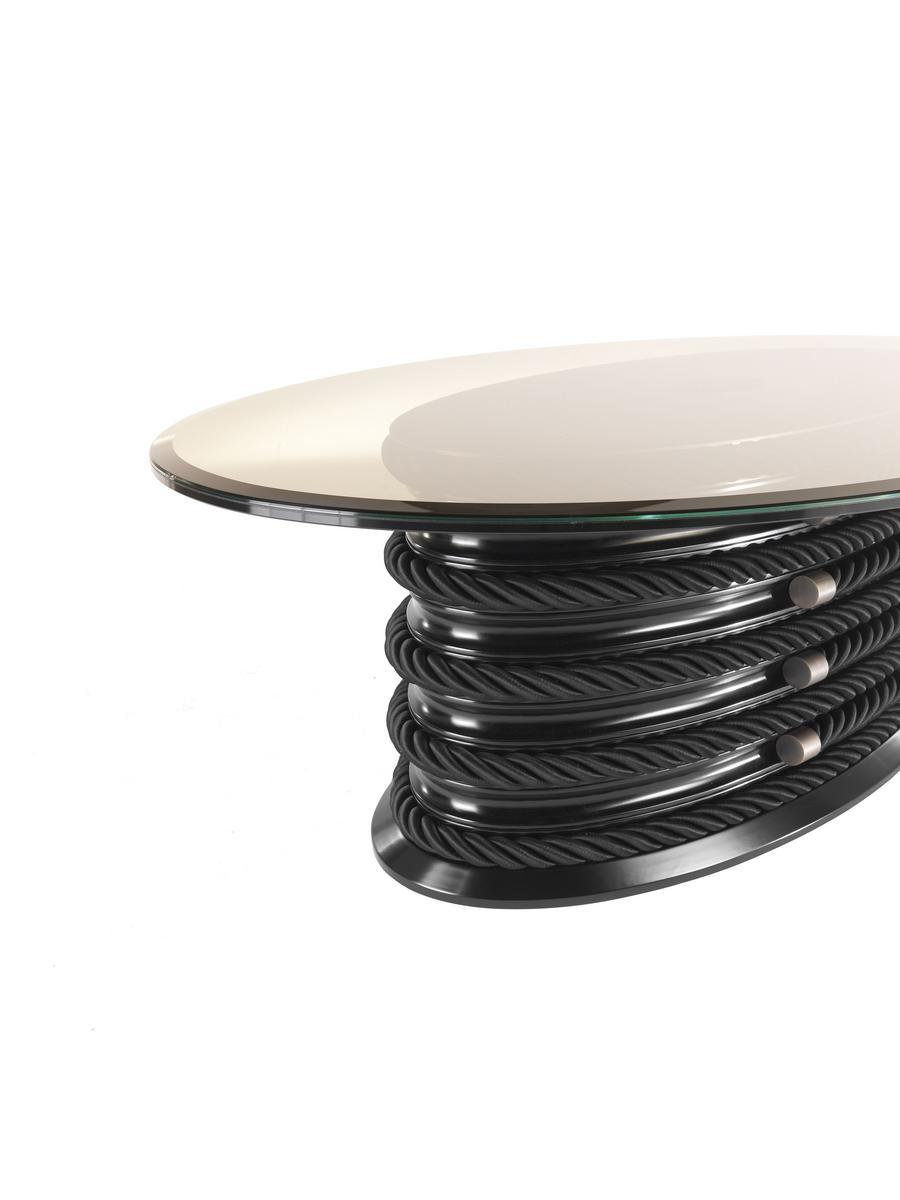 Oval wood and glass coffee table | Brick Lane by Gianfranco Ferre Home